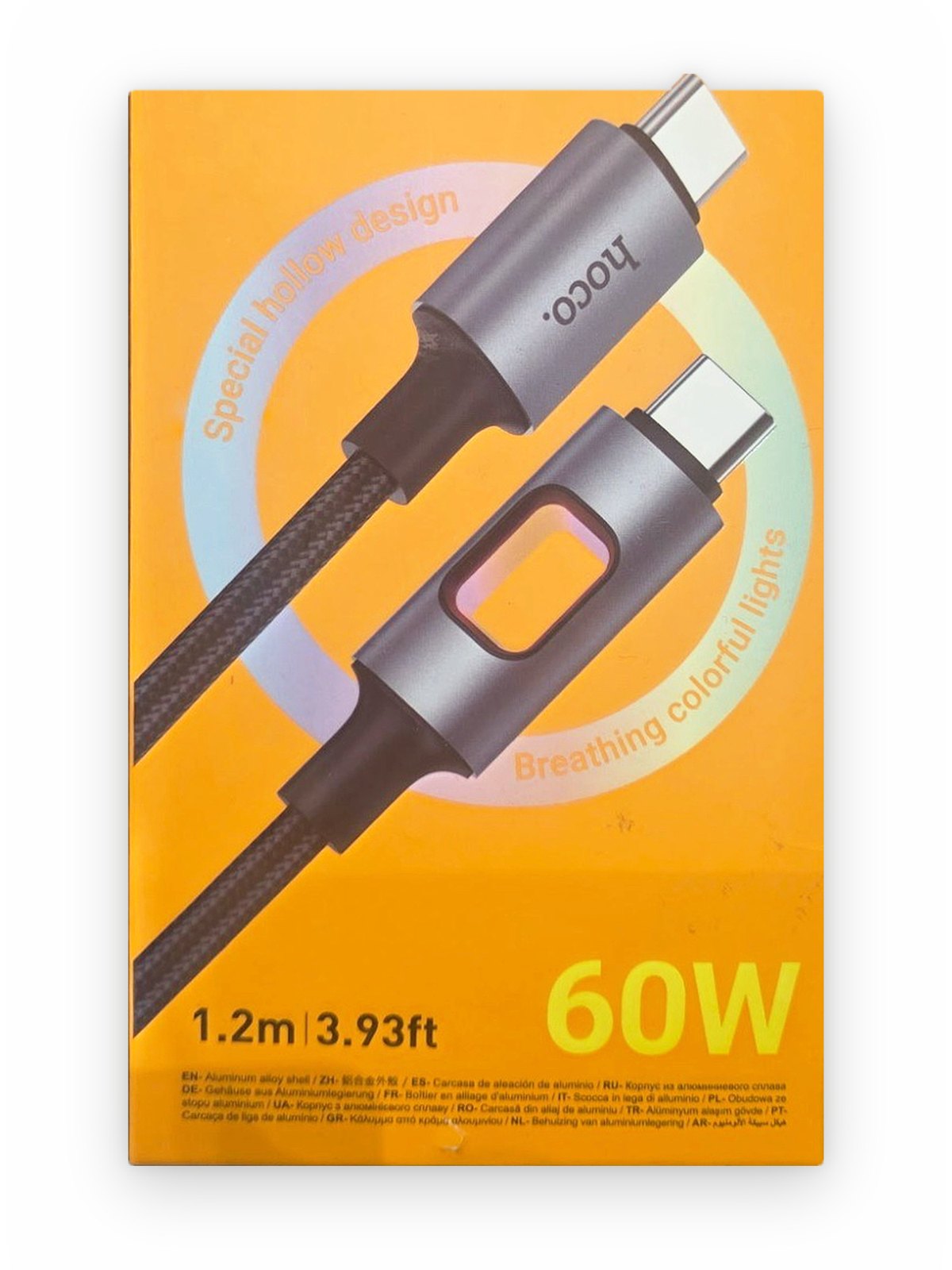 Hoco U144 — Câble USB-C à LED colorée 60 W