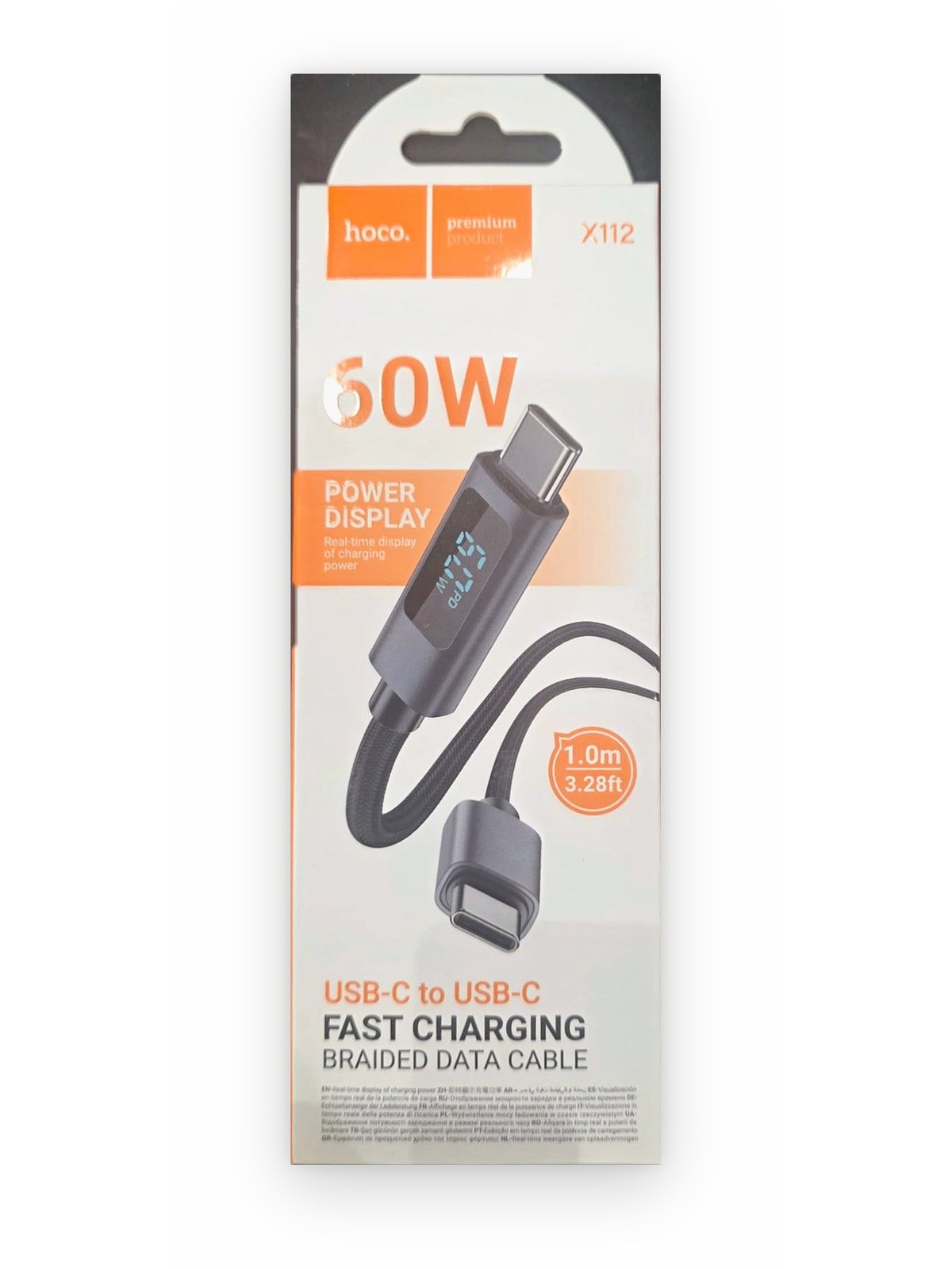 Hoco X112 — Câble USB-C tressé 60 W avec écran
