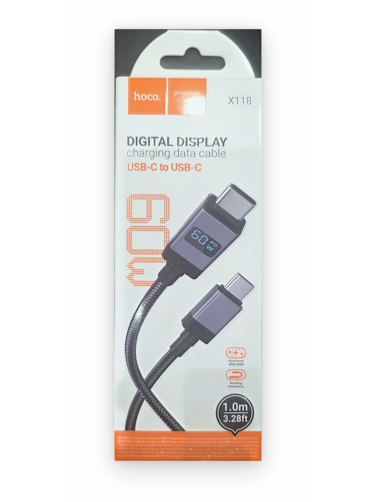 Hoco X118 — Câble USB-C 60 W à écran numérique
