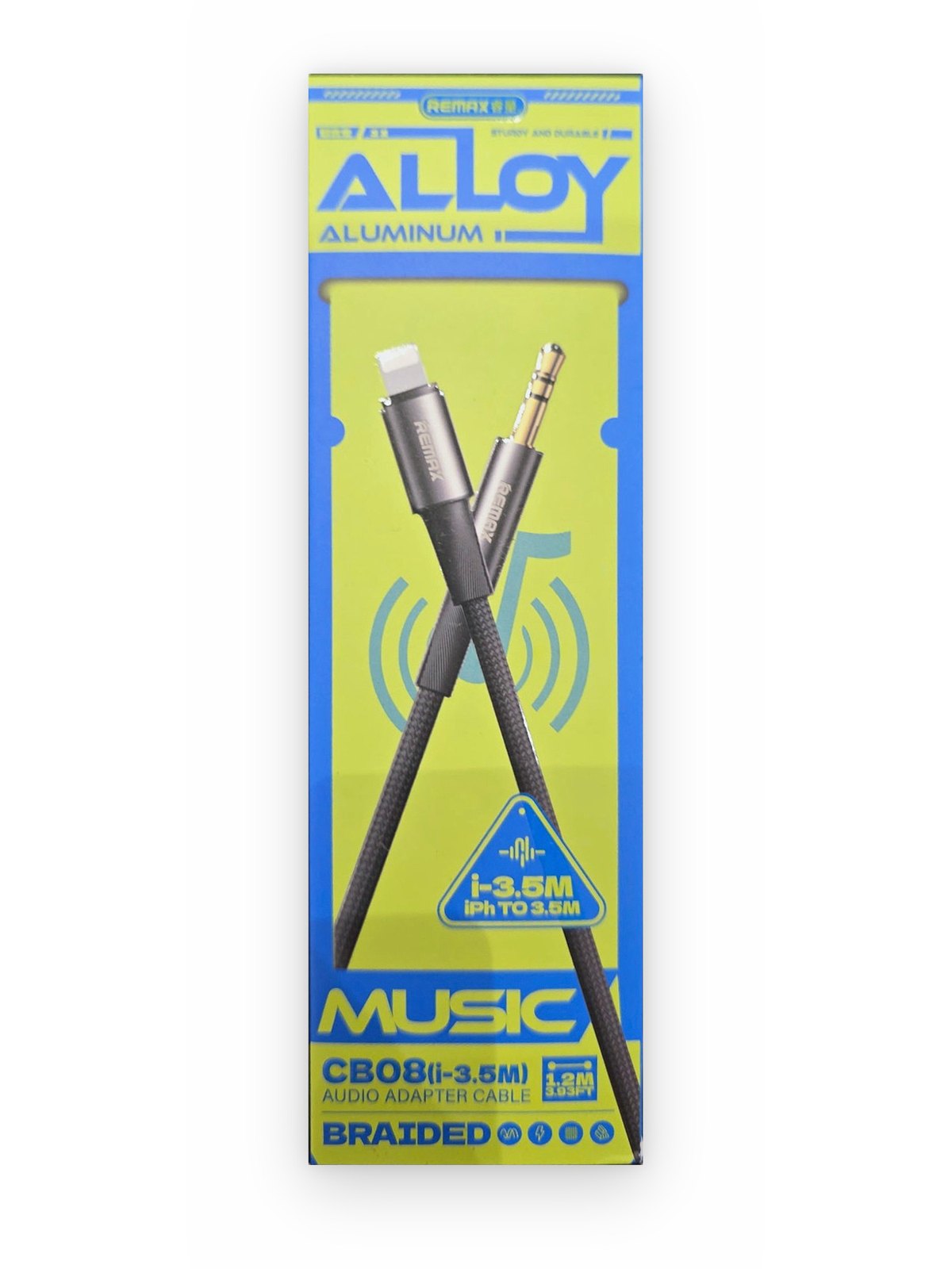 REMAX CB08 — Câble audio Lightning vers jack 3,5 mm mâle 1,2 m