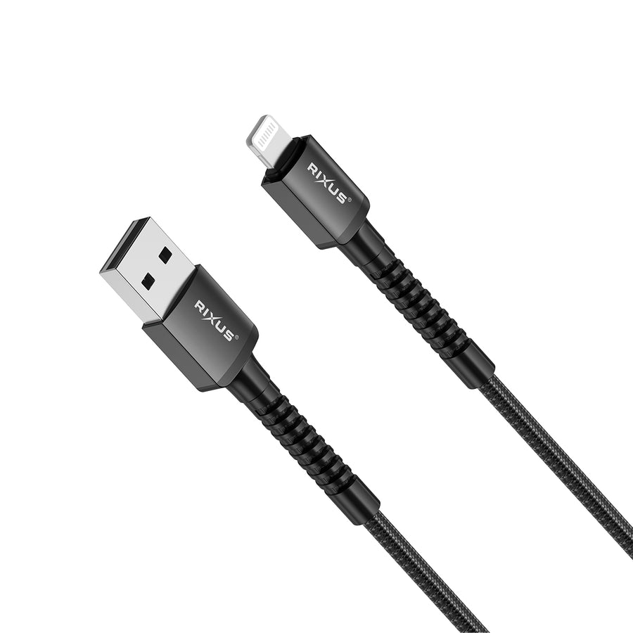 Rixus RXU71A Nylon Braided USB To Lightning câble 1.2m noir