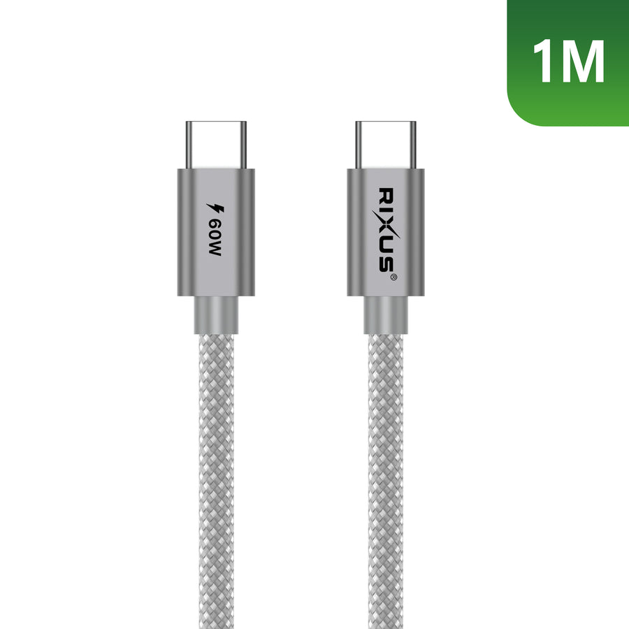 Rixus RXUC10B Flex câble USB-C 60W 1m gris
