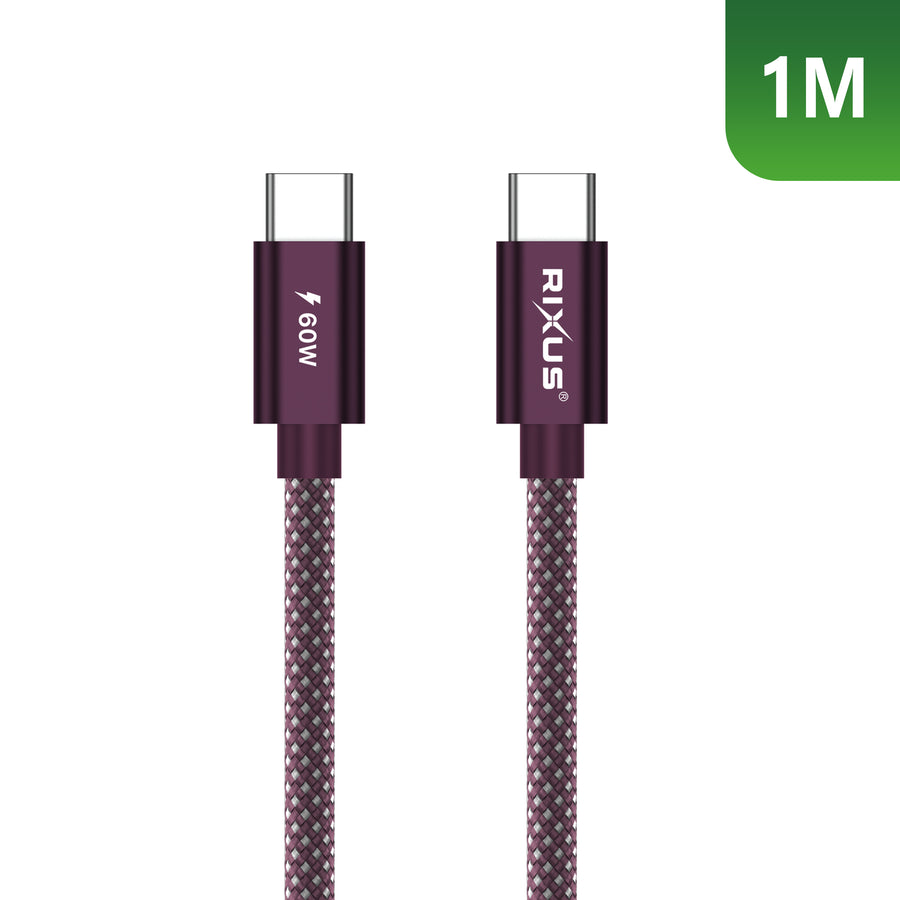Rixus RXUC10D Flex câble USB-C 60W 1m Purple