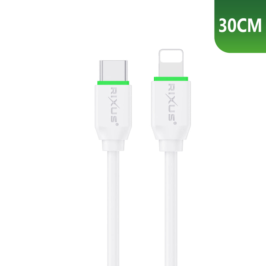 Rixus RXUC13L charge rapide câble USB-C To Lightning Connector 30cm blanc