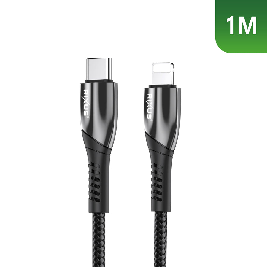 Rixus RXUC30L alliage USB-C To Lightning Connector données câble métal gris