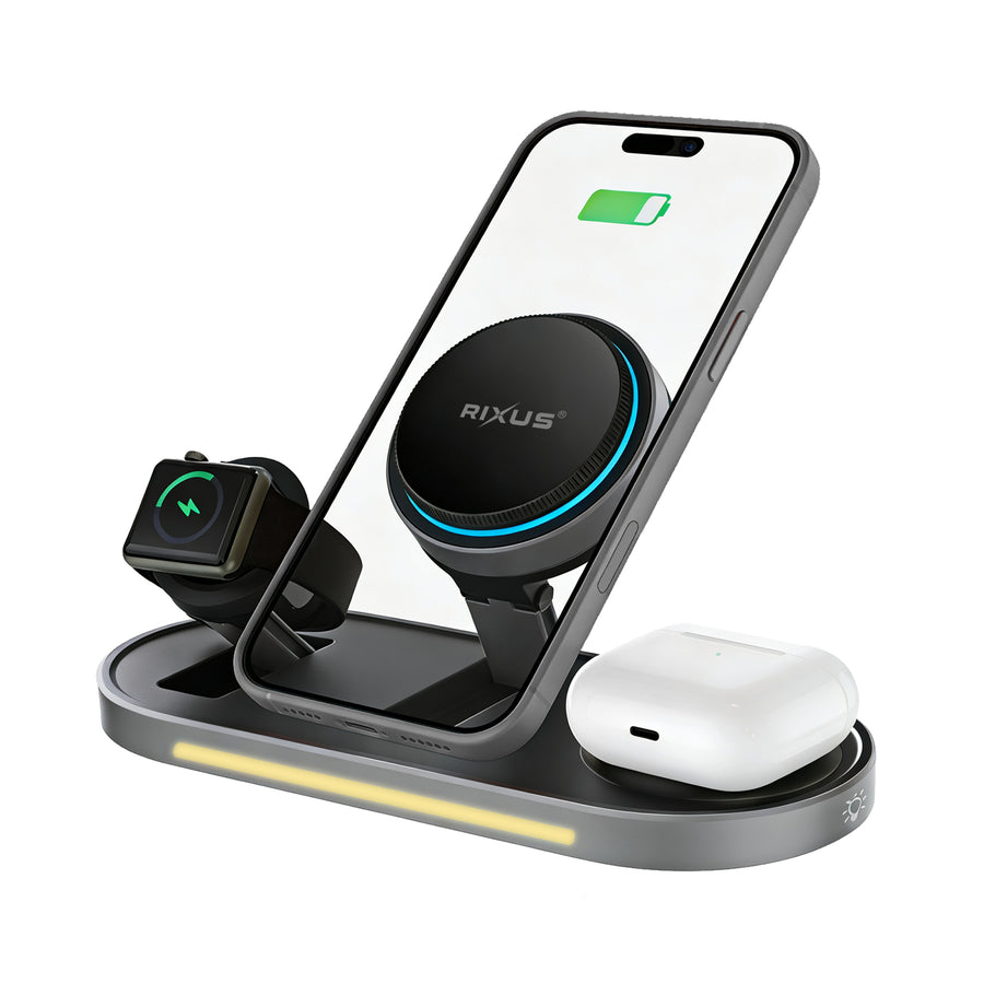 Rixus RXWC16 3 in 1 Ice Cooling sans fil chargeur support 25W noir